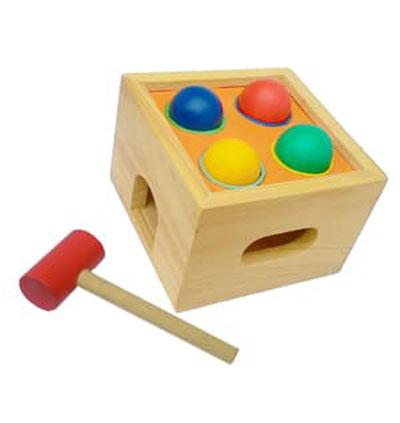 JUAL Mainan Edukatif / Edukasi Anak - Balok Kayu Palu Ketok Bola Natural