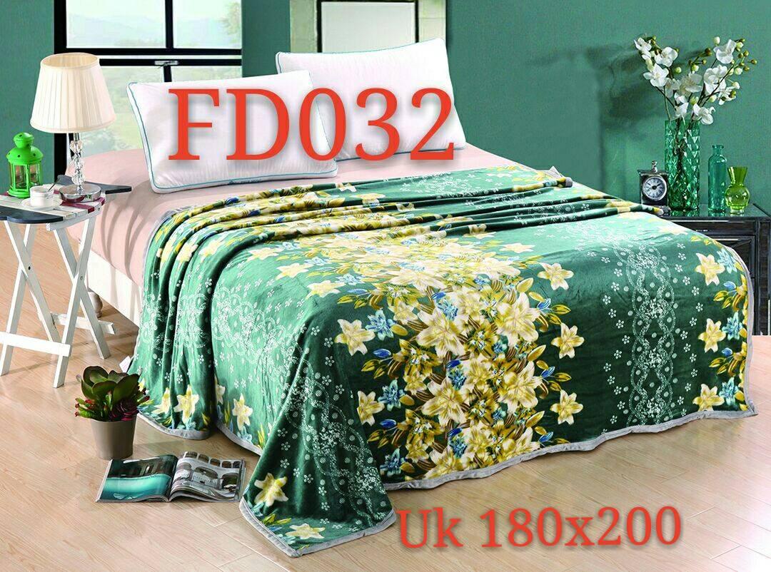 Selimut Bulu Tebal Ukuran 180 x 200 cm Motif Green Flower - FD032