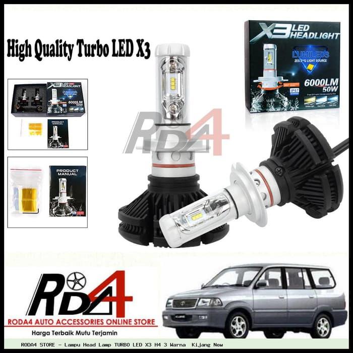 Lampu Head Lamp TURBO LED X3 H4 3 Warna Kijang New