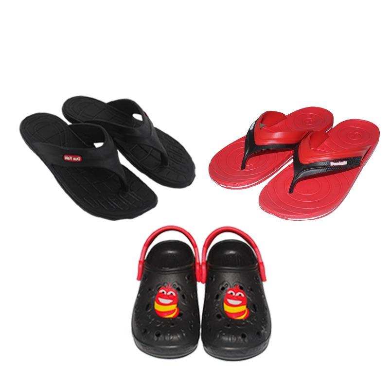 EELIC SAL-LOVESS HITAM-MERAH Sandal Jepit Karet MIX Love Series ( 301 HITAM Size 43 + 515 MERAH Size 36 DAN Sandal Anak HITAM SIZE 26 ) Nyaman Dipakai Dan Anti Selip
