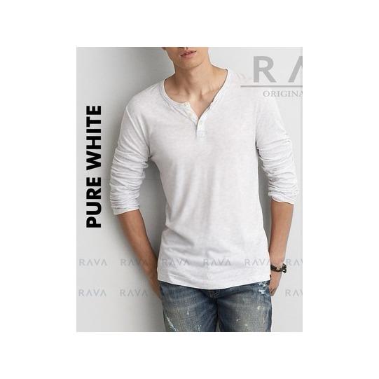 Best Seller Baju Kaos Lengan Panjang Pria Henley Misty by RAVA