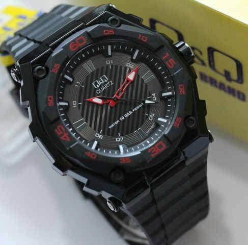 ASLI!!! Jam Tangan Qq Ori Gw79 Jam Tangan Pria Analog Q&Q Gw79 Hitam Merah