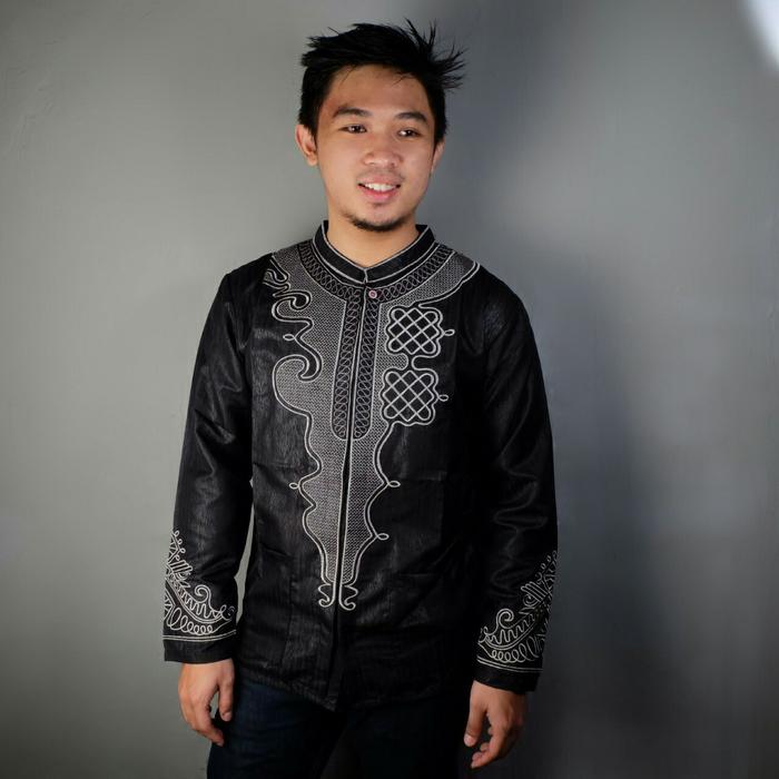 Baju Koko Black Panther Kemeja Koko Wakanda - Baju Muslim Copenhagen - Hitam, Fit L To XL - Fashion Pria Elegan - Fashion Pria Keren - Fashion Pria Terbaru