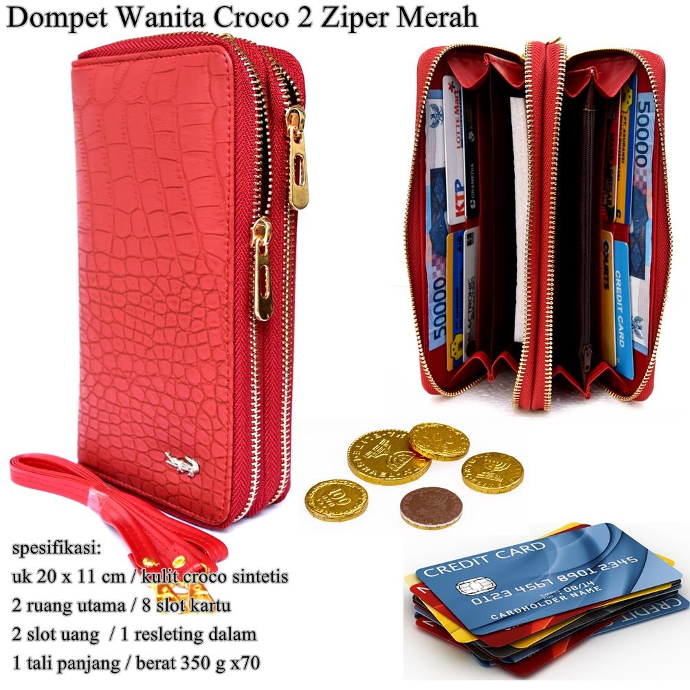 Dompet Selempang Kartu Lacoste kulit Crocodil