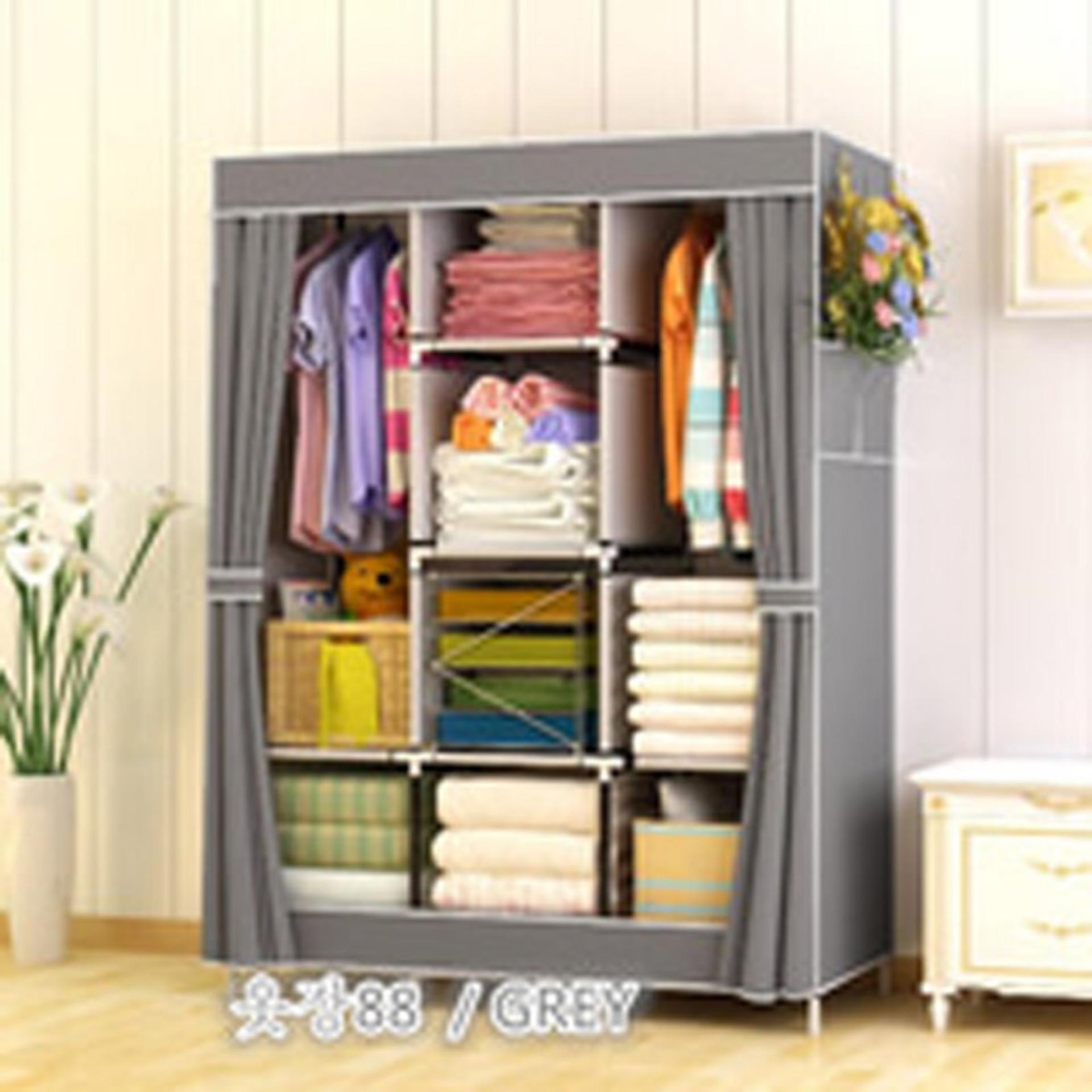 Lemari Pakaian Modern Lemari Pakaian Murah Minimalis Lemari Pakaian Bongkar Pasang 028cx Grey 3 Kolom