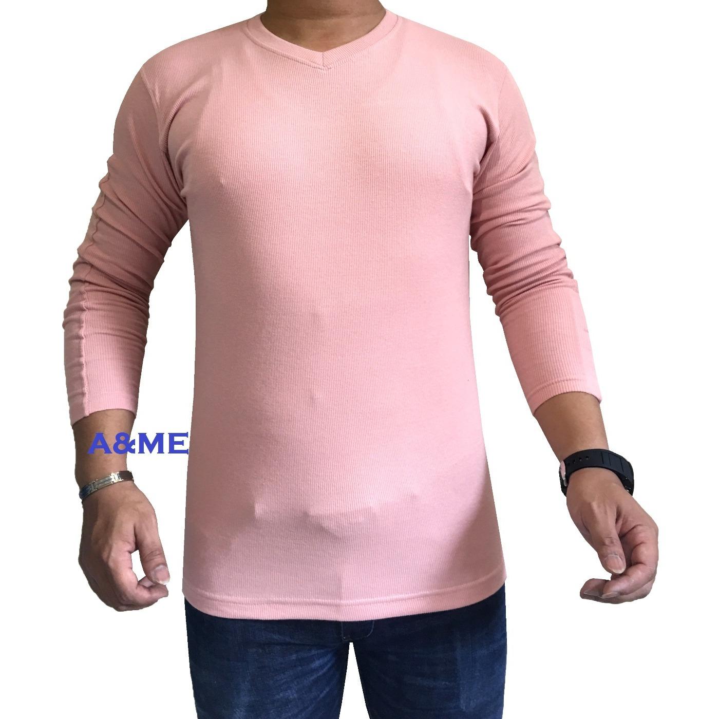 A&ME-Kaos Polos Lengan Panjang 100% Cotton O-Neck Twotone Rip Baju Fashion Atasan Pria Wanita Cowok Cewek Santai Simple Keren Moderen Formal Casual Elegan Murah Bagus Olah Raga