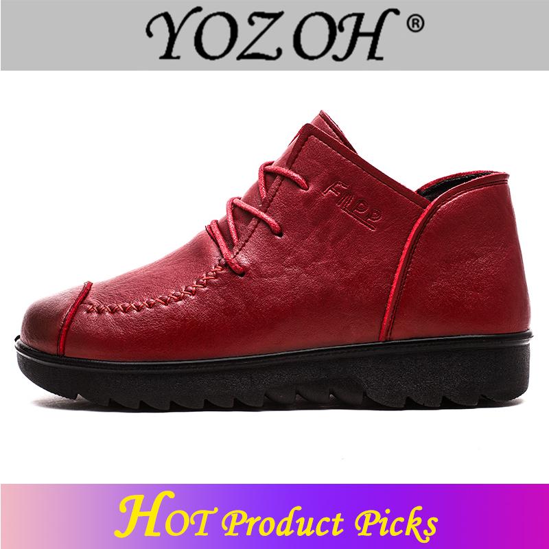 YOZOH Sepatu Bot Wanita Buatan Tangan Wanita Asli Boots Musim Semi Musim Gugur Sepatu-Intl