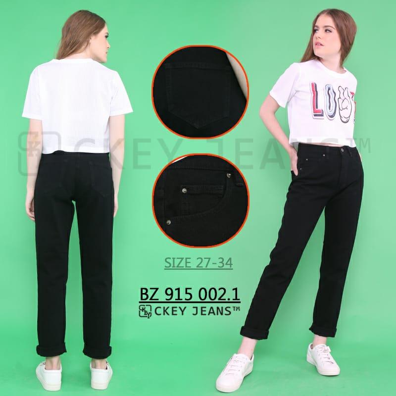 Ori 2 Warna Celana Hw Highwaist Boyfriend Jeans Wanita BZ 915 002 BEST - Biru, Navy