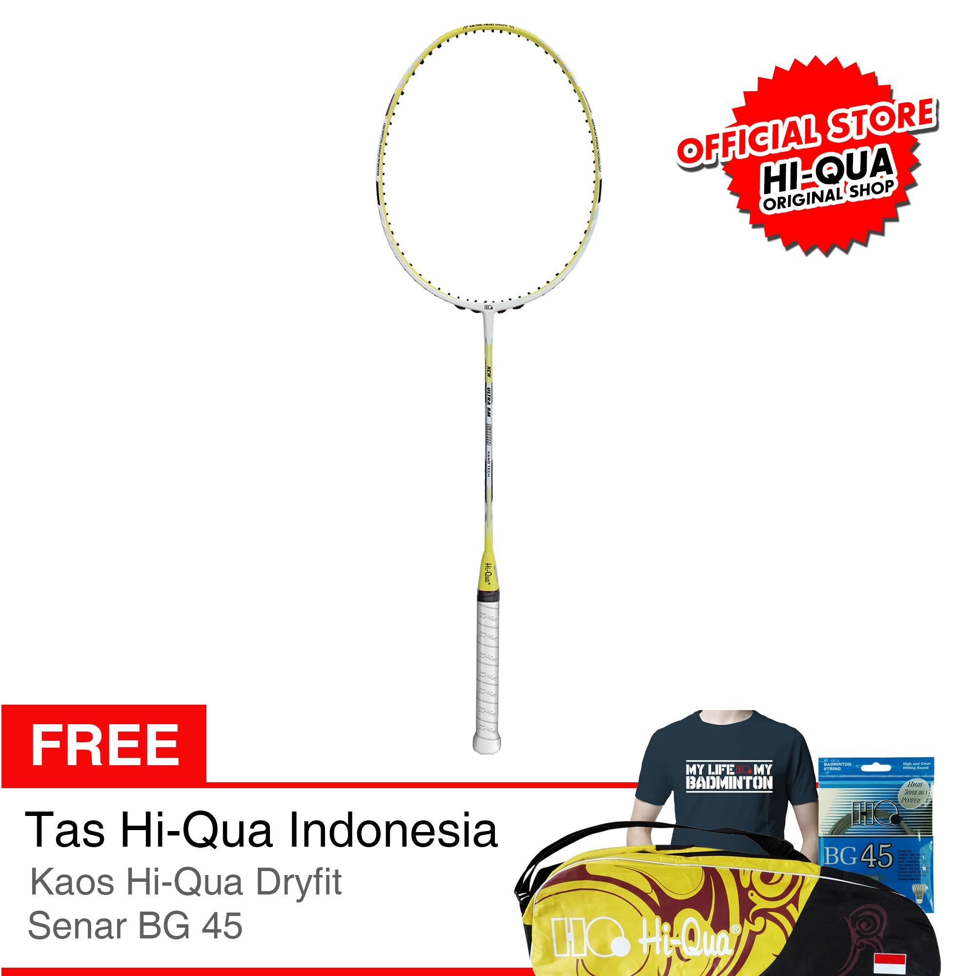 Hi-Qua Raket Bulutangkis/Badminton New Ultra BM 5000 (Bumblebee) + Free Senar BG45, Tas, Kaos
