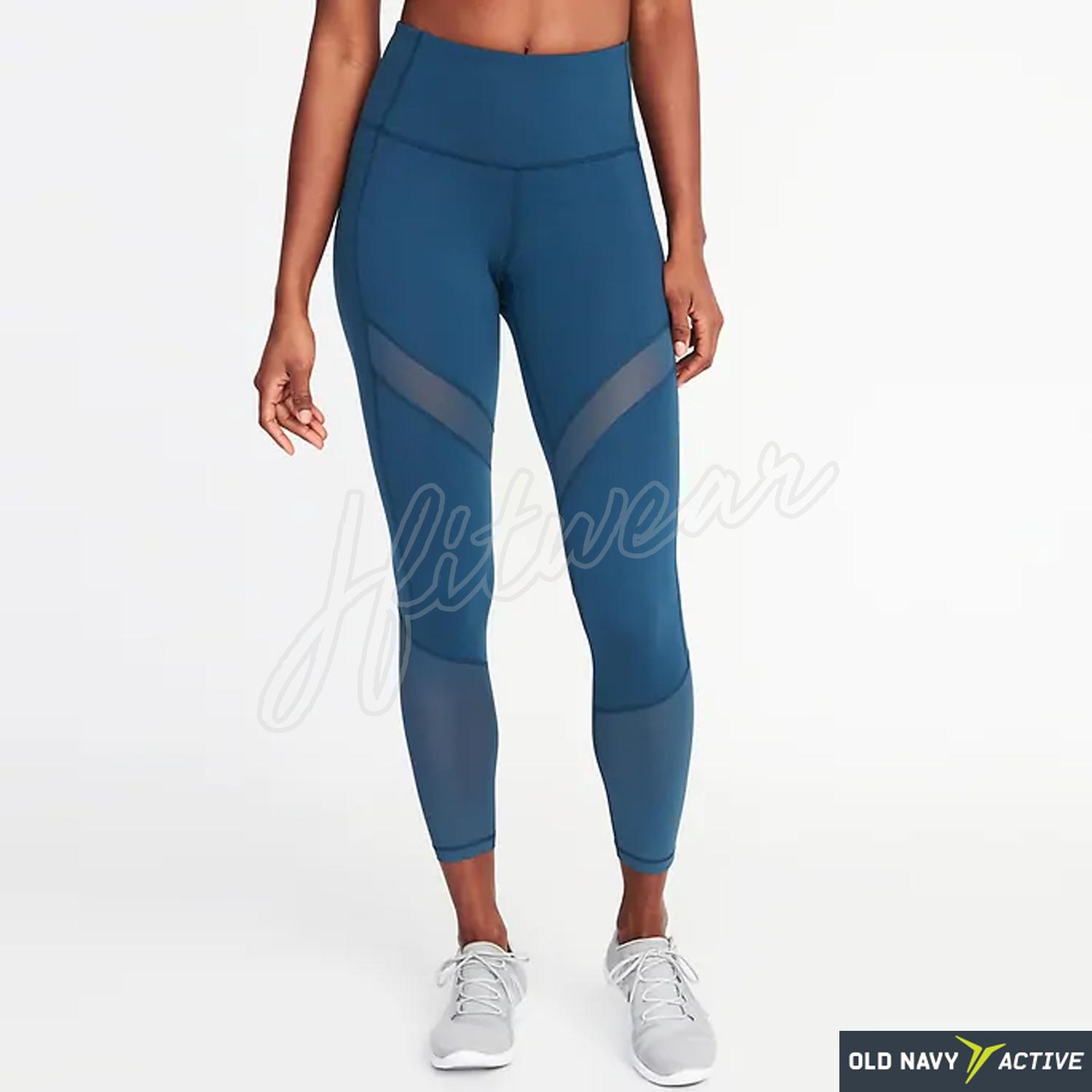 Celana Senam OLD NAVY ACTIVE Legging HighRise Ankle - Cerulean & Mesh - Baju Olahraga Yoga Fitness Wanita