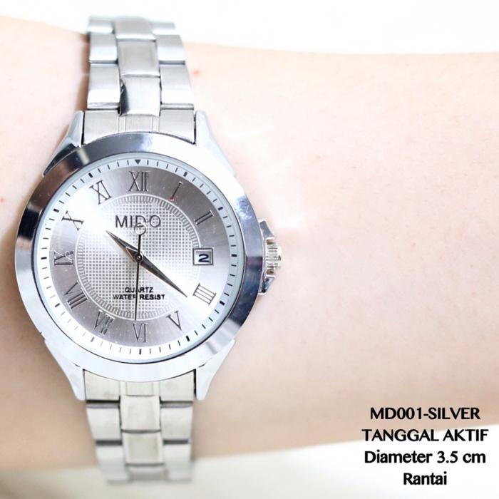 Jam tangan wanita mido tanggal aktif premium stainless silver - GTRATIS 1PCS TOPI GUCCI