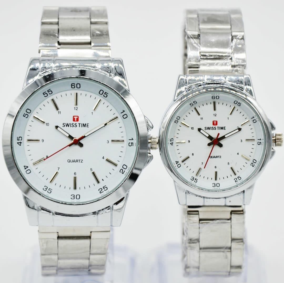 Swiss Army / Swiss Time Couple / Pasangan - Jam Tangan Fashion Pria & Wanita - Tali Rantai Stainless Steel - Terbaru