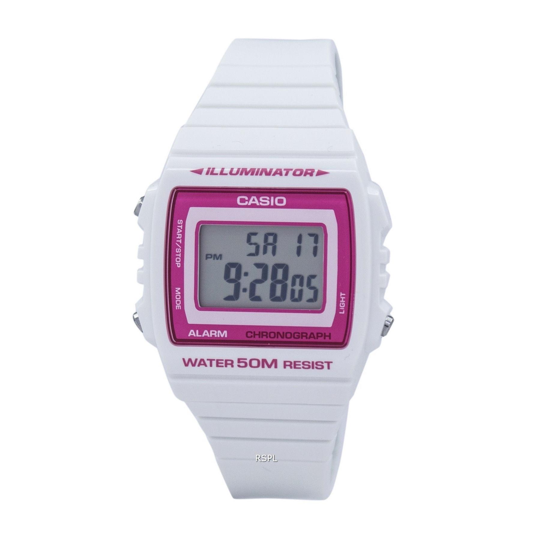 CASIO W-215H-7A2VDF - Digital - Illuminator - Chronograph - Multifunction - Jam Tangan Unisex - Bahan Tali Resin - Putih