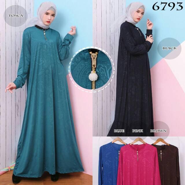 PROMO GAMIS MURAH! Gamis Polos Gamis Busui Gamis Jersey Emboss 6793/96 BROWN XXL-XXXL