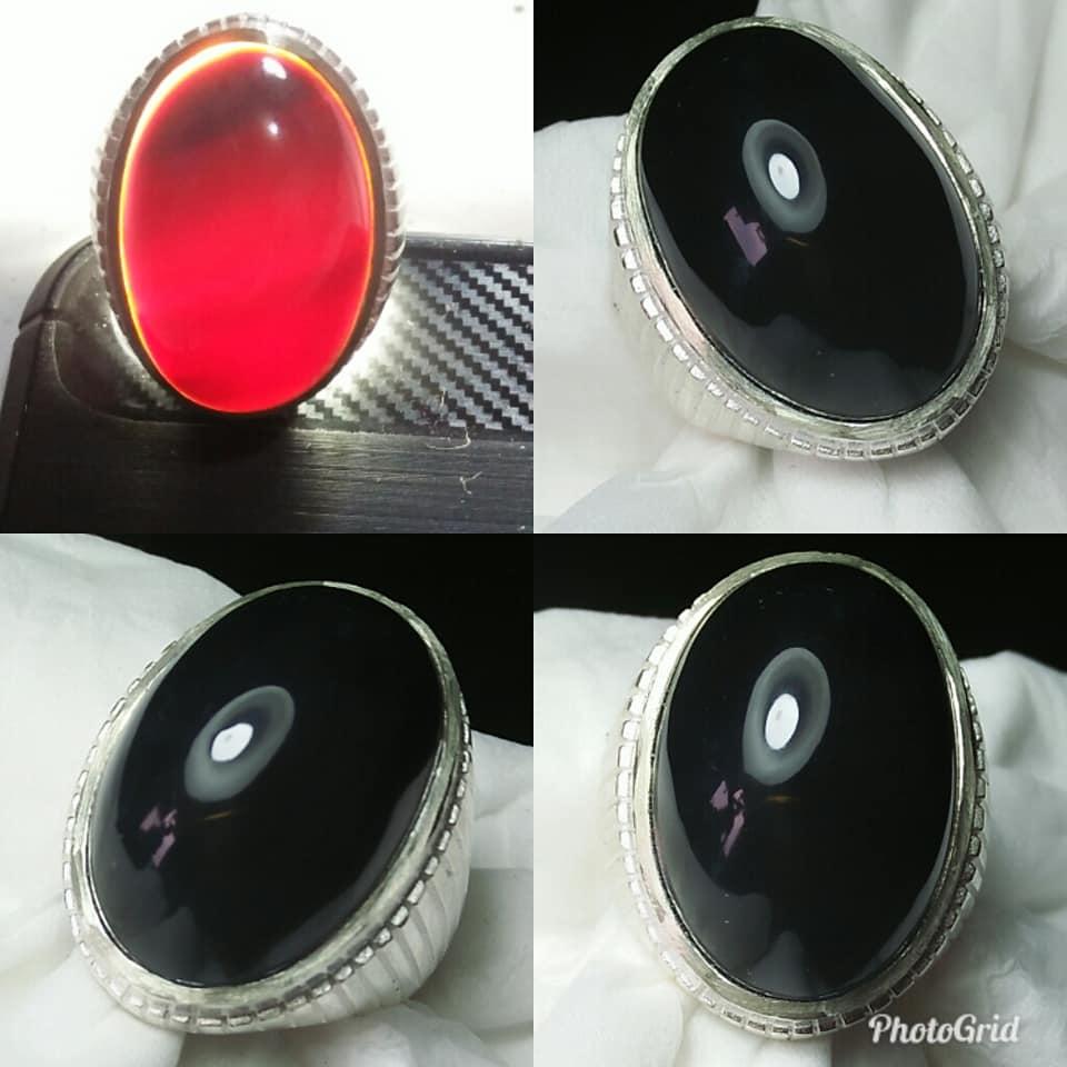 Perhiasan Batu Cincin Akik Yaman Wulung Tembus Sempurna