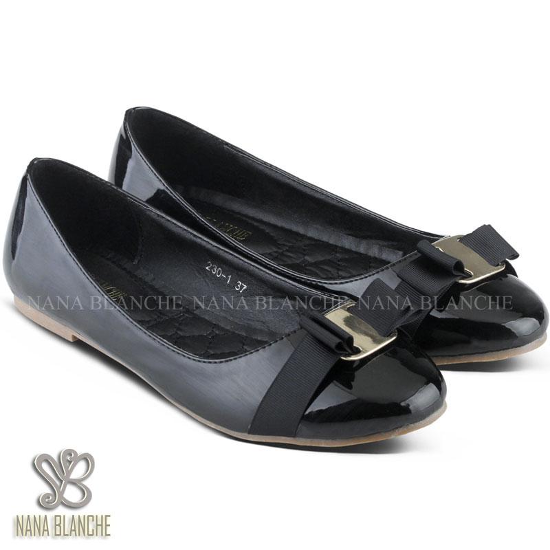 Nana Blanche Veragamo Sepatu Flat Premium, Sepatu Kerja Wanita - 230-1 - Hitam