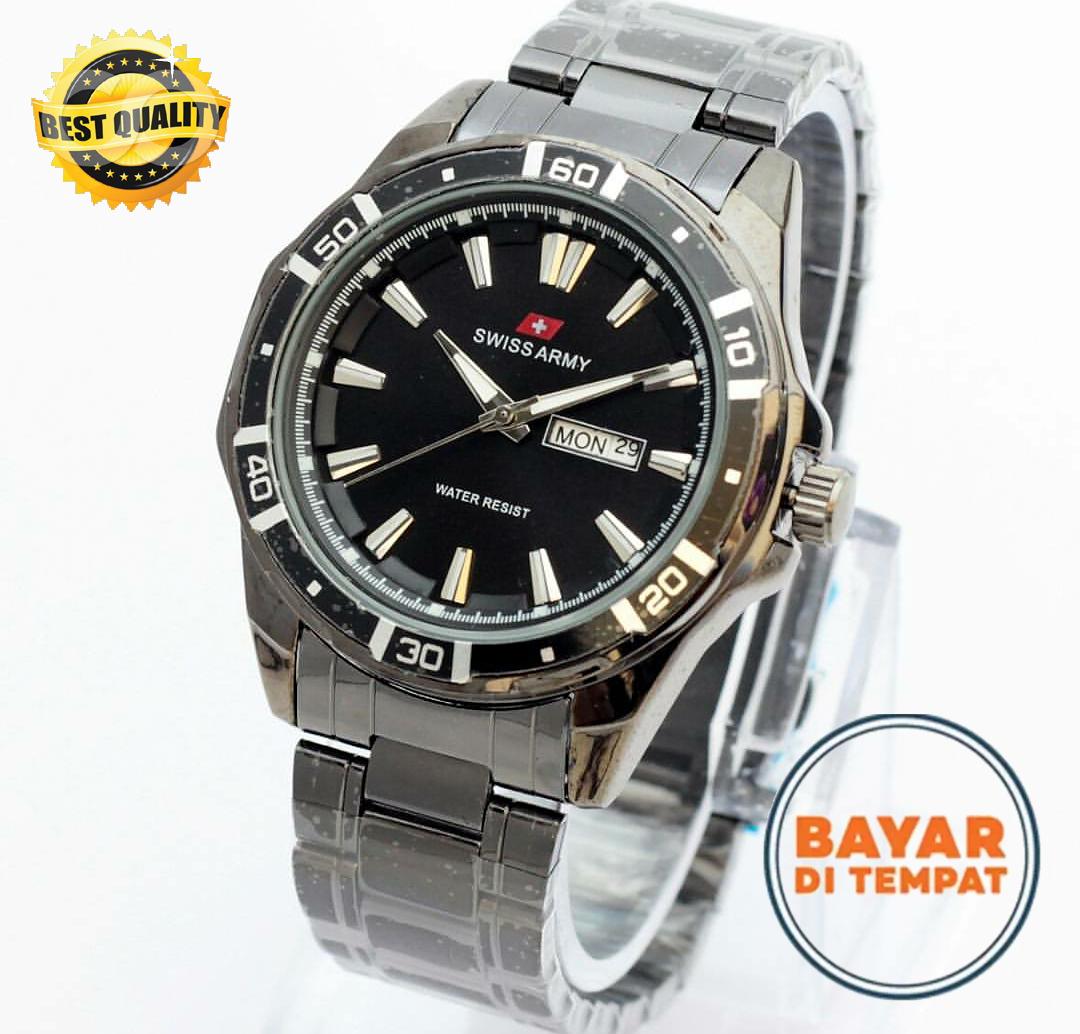 Swiss Army Original - Jam Tangan Pria & Wanita - Hari Tanggal Aktif - Bahan Tali Rantai Stainless Steel - New Edition
