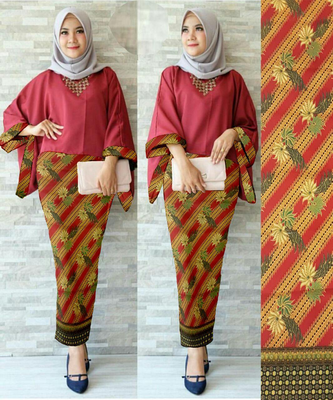 J&C Setelan Batwing Marion / Atasan Batwing / Setelan Kebaya Batwing / Baju Pesta / Kebaya Muslim / Rok Panjang Batik / Rok Batik / Baju Muslim / Hijab Style