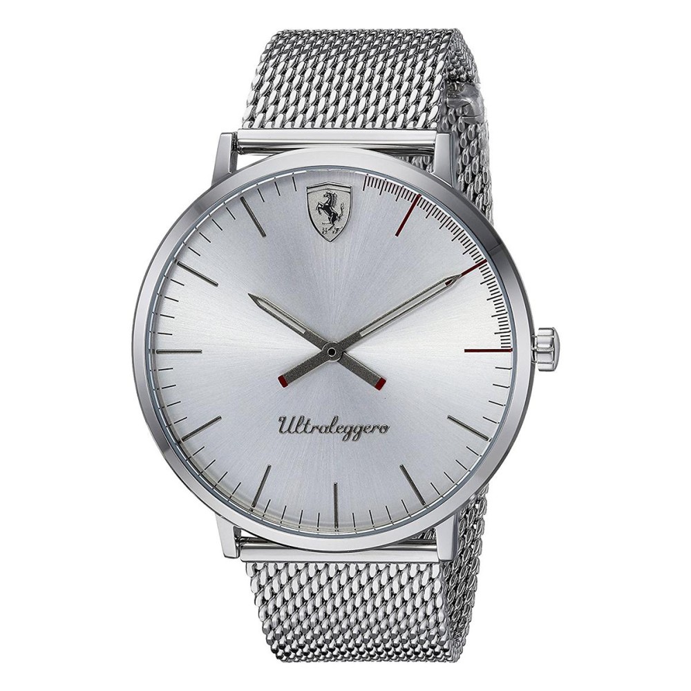Ferrari Ferrari Ultraleggero Perak Casing Baja Tahan Karat Stainless Gelang Baja Mens NWT + Warranty 0830407