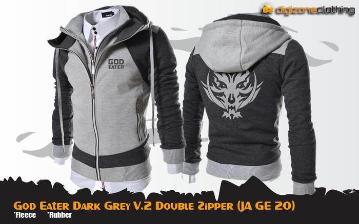 Diskon 10%!! GOD EATER DARK GREY V.2 DOUBLE ZIPPER (JA GE 20) - ready stock