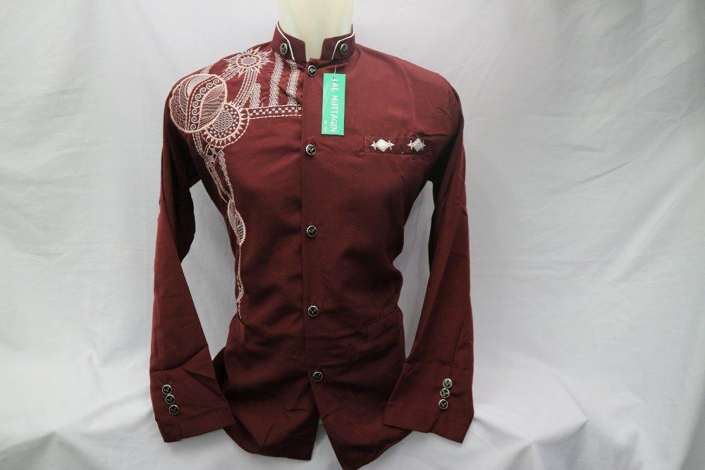 Jasko Jas Koko Merah Ati Bordir Kemeja Muslim Lengan Panjang Baju Koko Seragam Hadroh Marawis Tanah Abang Jakarta JIT 046 di lapak Al Muttaqin Collection produsenbajukoko