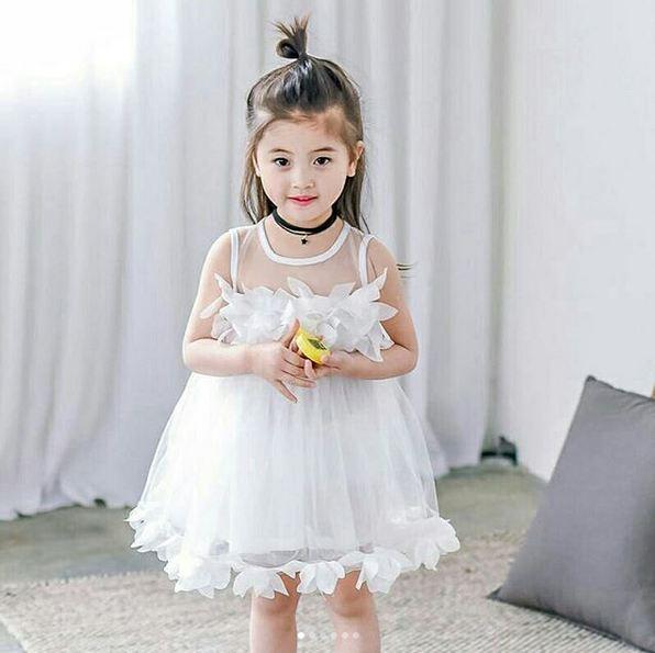 Baju dress rok pesta bayi anak import tutu bunga murah model korea kpop tile brukat brokat sale warna putih