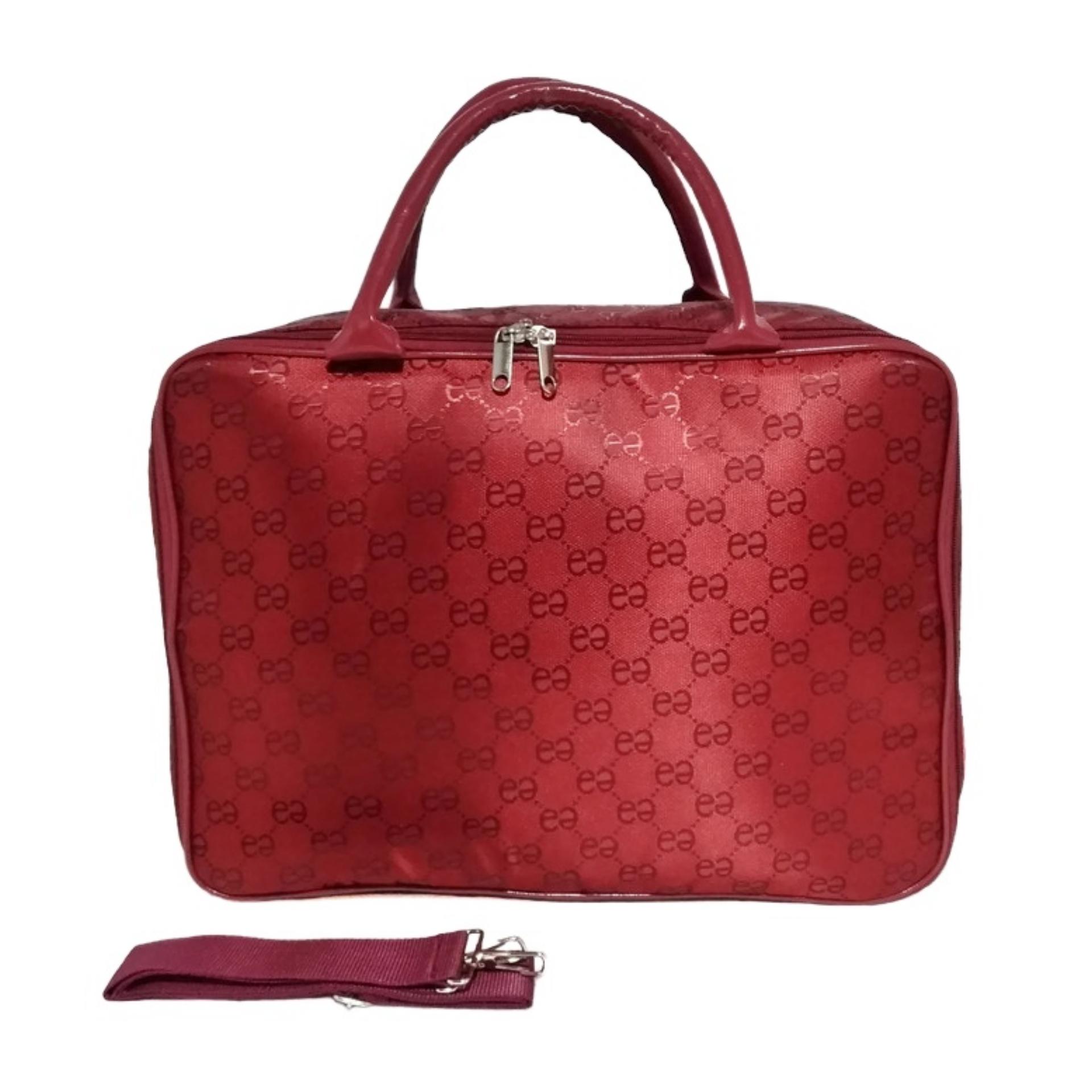 AMT Tas Koper Travel Bag Fashion Pria dan Wanita Bahan Emboss Premium - Red