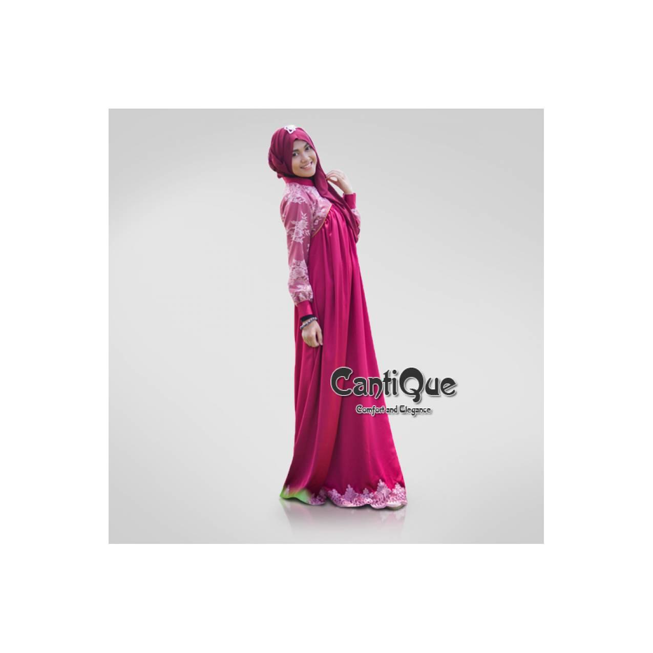 SALE Baju Muslim Gamis Pesta Dress Hamil Menyusui Kondangan Merah Maru