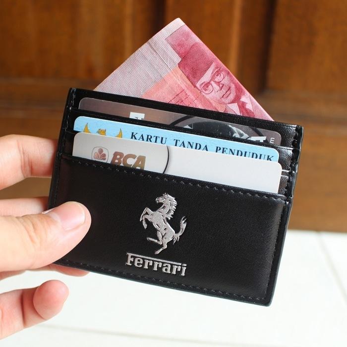DOMPET KARTU CARD HOLDER ASLI KULIT IMPORT FERRARI CC06 BLACK