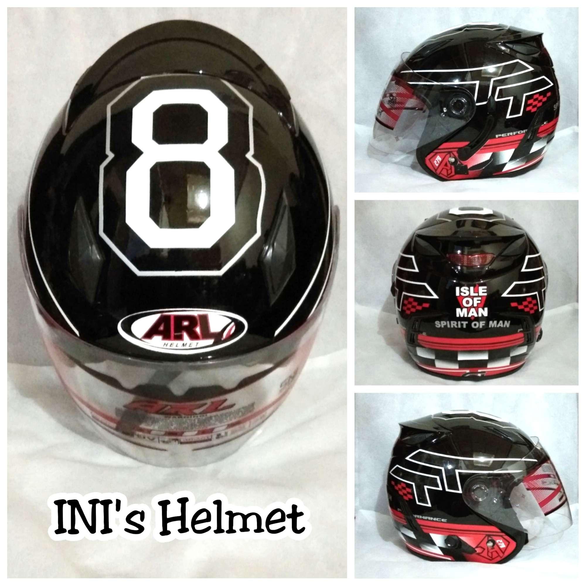 Helm ARL Centro Double Visor 2 Kaca Motif Hitam 8 TT - SNI - INIs Mart Jakarta