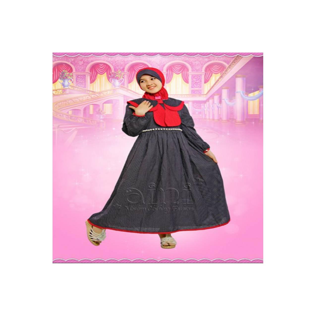 Gamis anak aini 150905 HITAM (SZ8)|JUAL BAJU MUSLIM PEREMPUAN