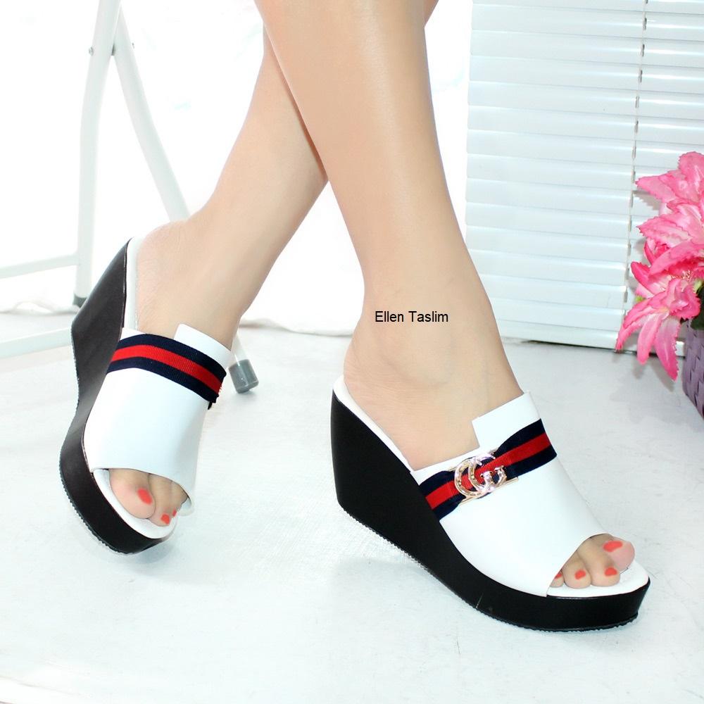Promo Produk Terlaris Harga Termurah - Ellen Taslim AM.07 Sandal Wedges DG - Putih