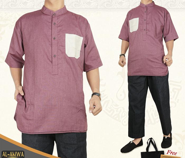 Koko Cotton Oxford M-XL Al Amwa Muslim Jubah Gamis Sirwal Anak Setelan