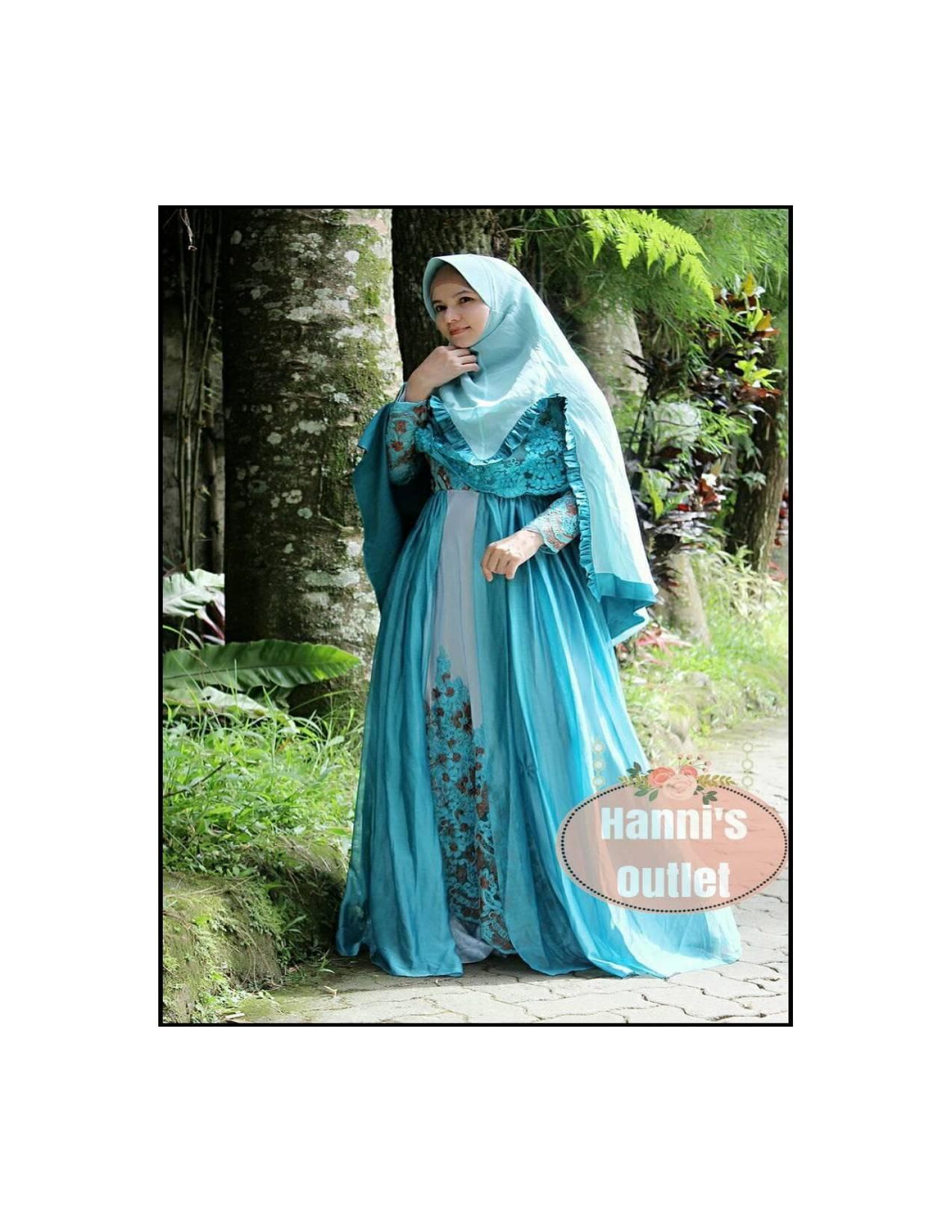 Dress Pesta Cantik Gamis Elegan MS001 Bahan Sutra Chantily mix Sifon