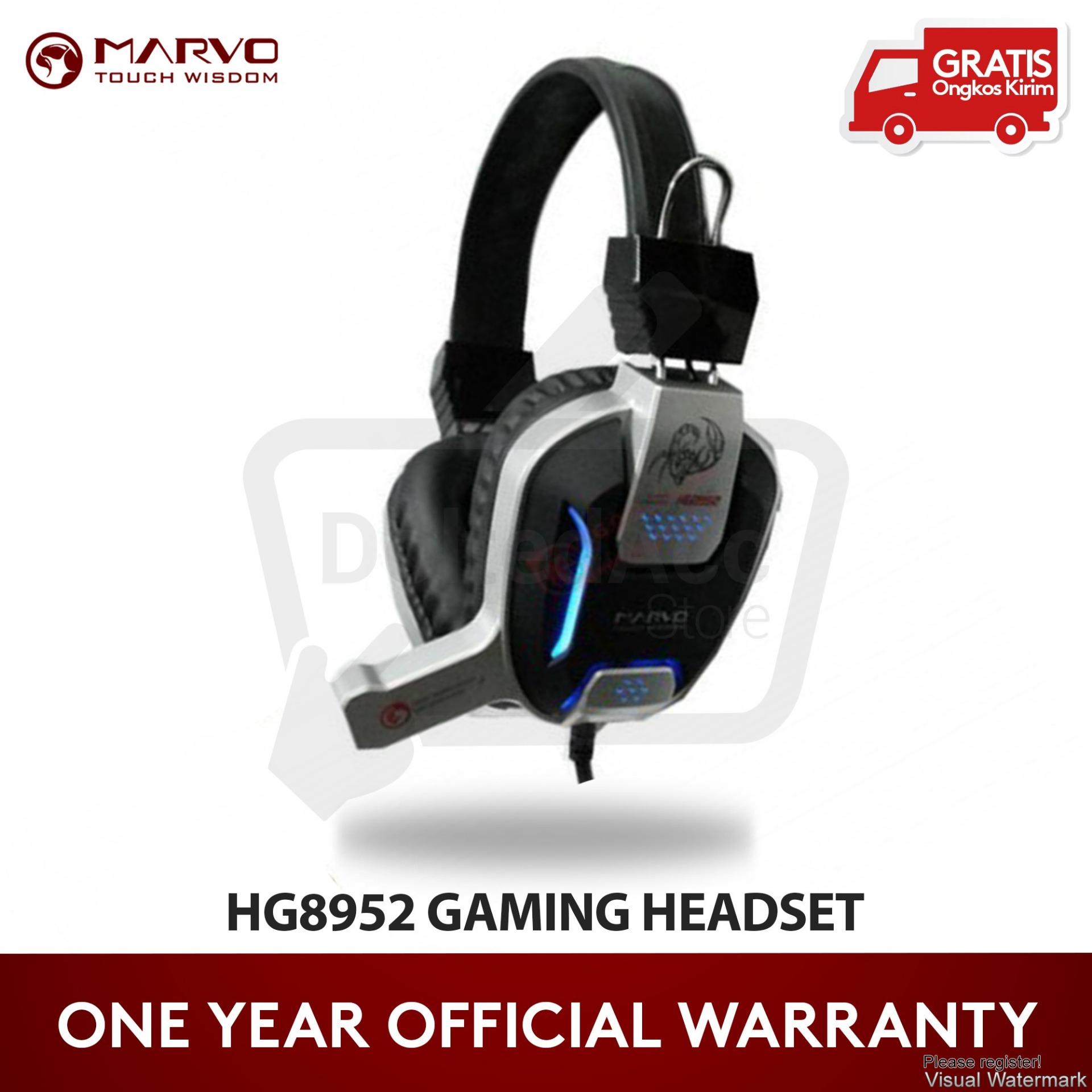 Marvo Gaming Headset HG8952 - Cool LED Light USB Power - Black Silver