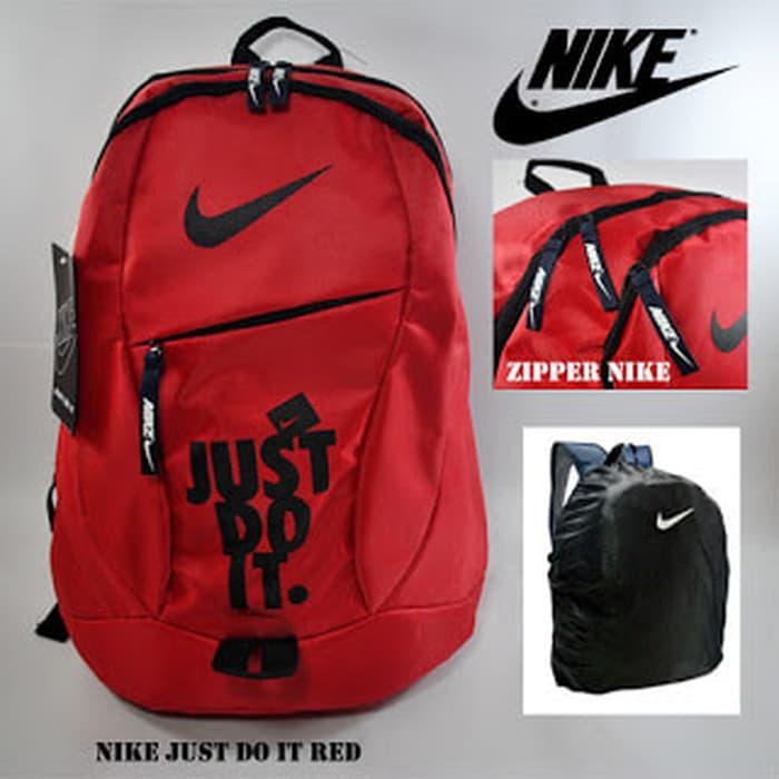 Hemat 10%!! TAS RANSEL BOLA NIKE JUST DO IT MERAH + PELINDUNG HUJAN - ready stock