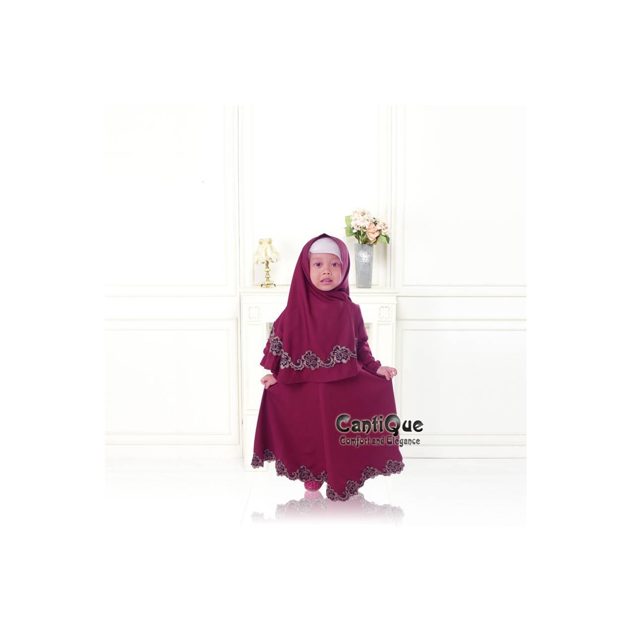 Gamis pesta dan lebaran anak maroon No.2,4,6