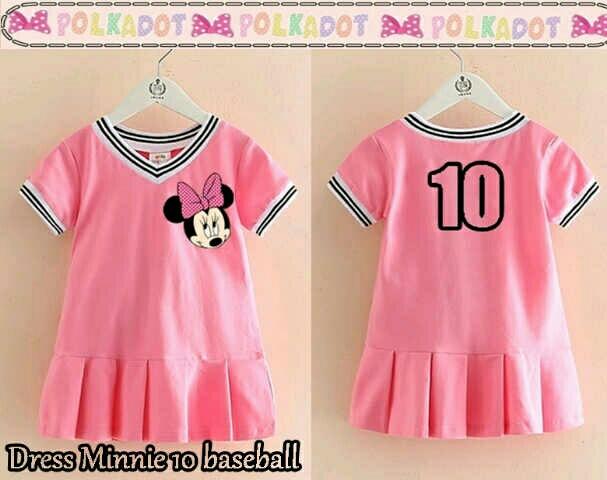 dress minnie baseball /baju anak/ dress anak/ baju anak pink