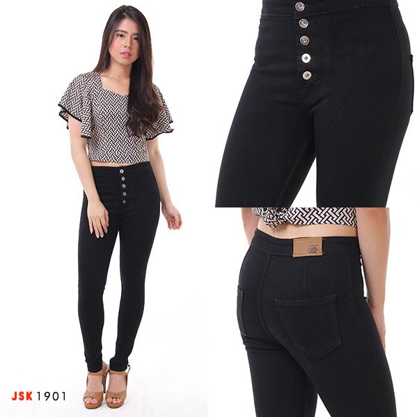 JSK Celana panjang wanita highwaist Skinny jeans 5 Button