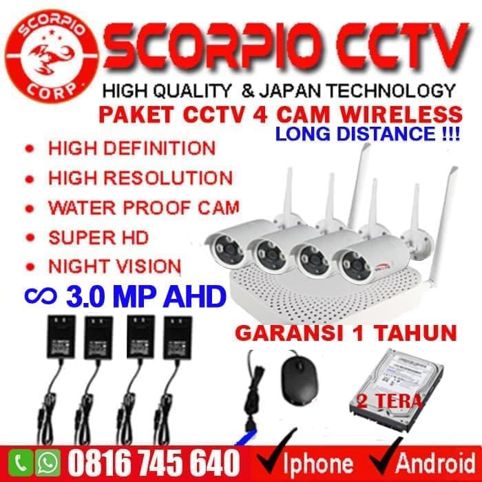 Sedang Diskon!! Paket Cctv 4 Ip Camera Wireless Super Hd Wifi Kamera + Hardisk 2 Tera - ready stock