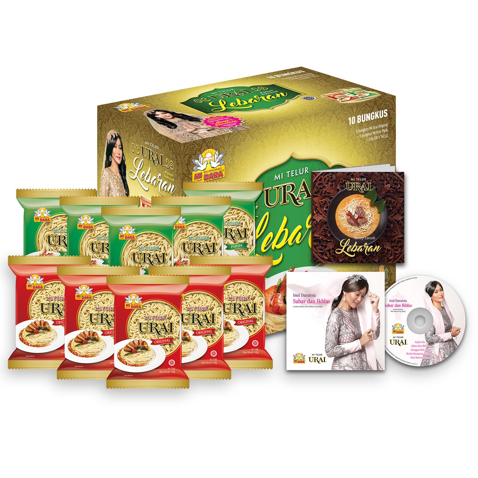 Paket Lebaran Mi Urai dari Mi Burung Dara (10 bungkus Mi Urai @ 140gr + bonus CD Mini Album Inul Daratista + bonus booklet resep lebaran)