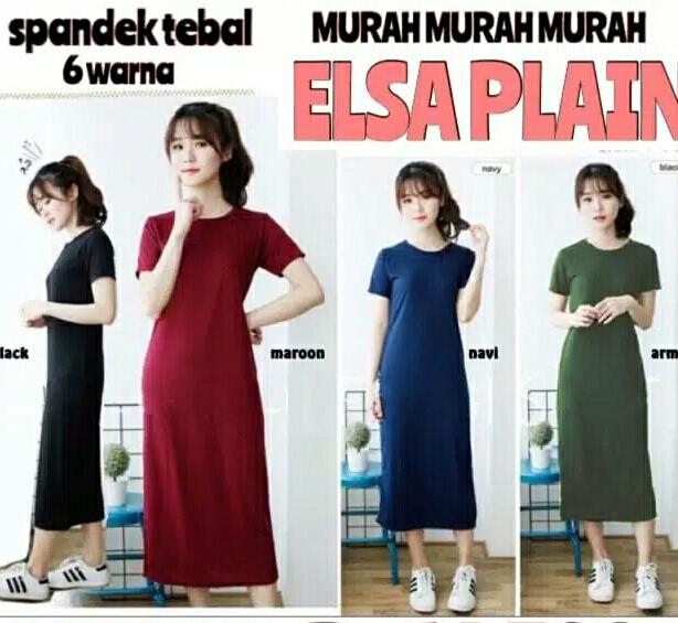 Elsa plain dress /dress wanita /baju wanita murah