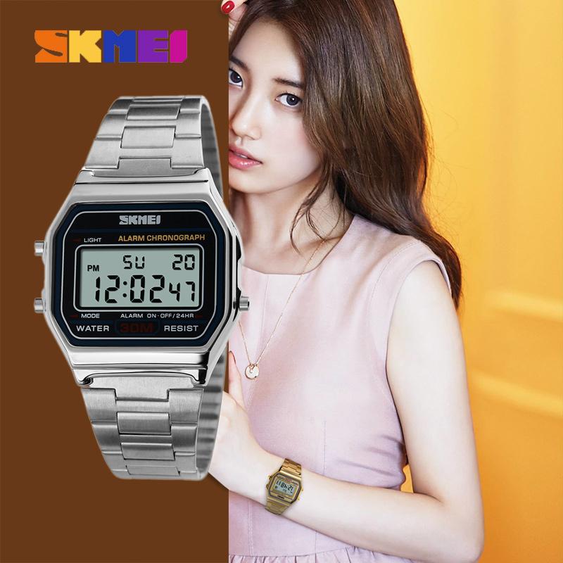 Jam Tangan Wanita Stainless Digital LED SKMEI 1123