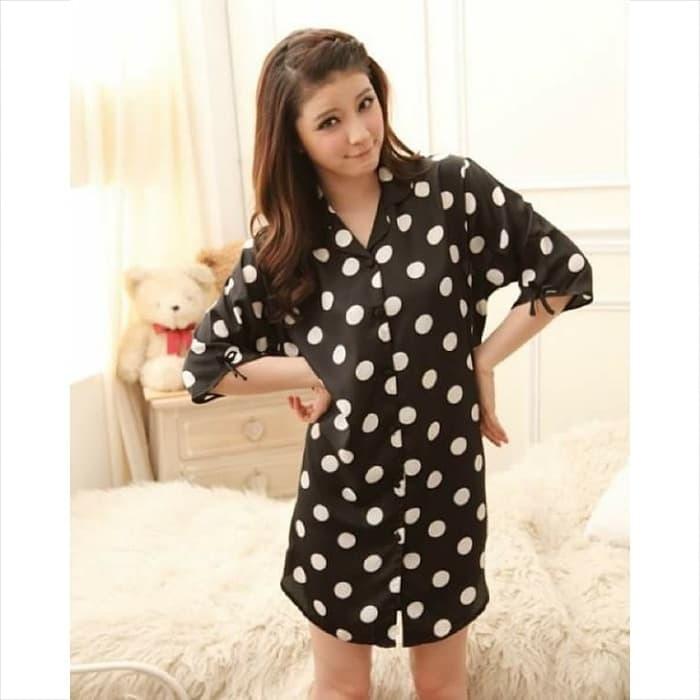 Bajutidur Daster Kemeja / Baju Tidur Piyama Kancing Satin Seksi Murah