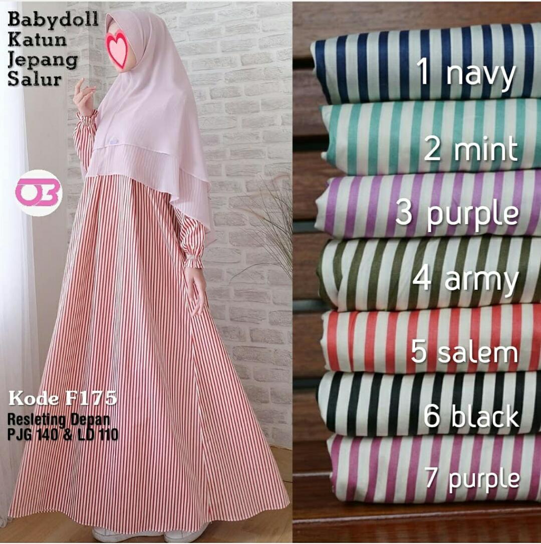 GAMIS KATUN JEPANG BAJU MUSLIM WANITA BABYDOLL MOTIF SALUR