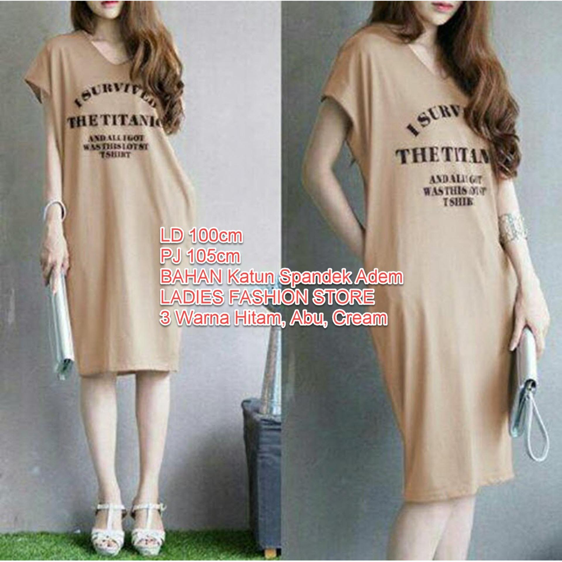 Baju Wanita Shop Baju Atasan Blouse Kaos Terusan Wanita Surviver / Dress Tshirt Panjang / Gaun Wanita polos Formal Kasual elegant Gaun Kasual / Dress Casual Wanita / Dress Murah / Dress Gaul / Dress Modern / Gaun Murah Modern(I rvivedsu) NR - Cream