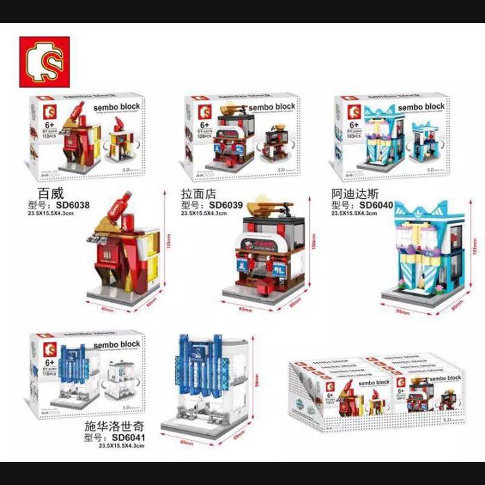 Terbaru!! Lego Kw Semboblock Mini Street Sd6038 Sd6039 Sd 6040 Adidas Sd6041 - ready stock