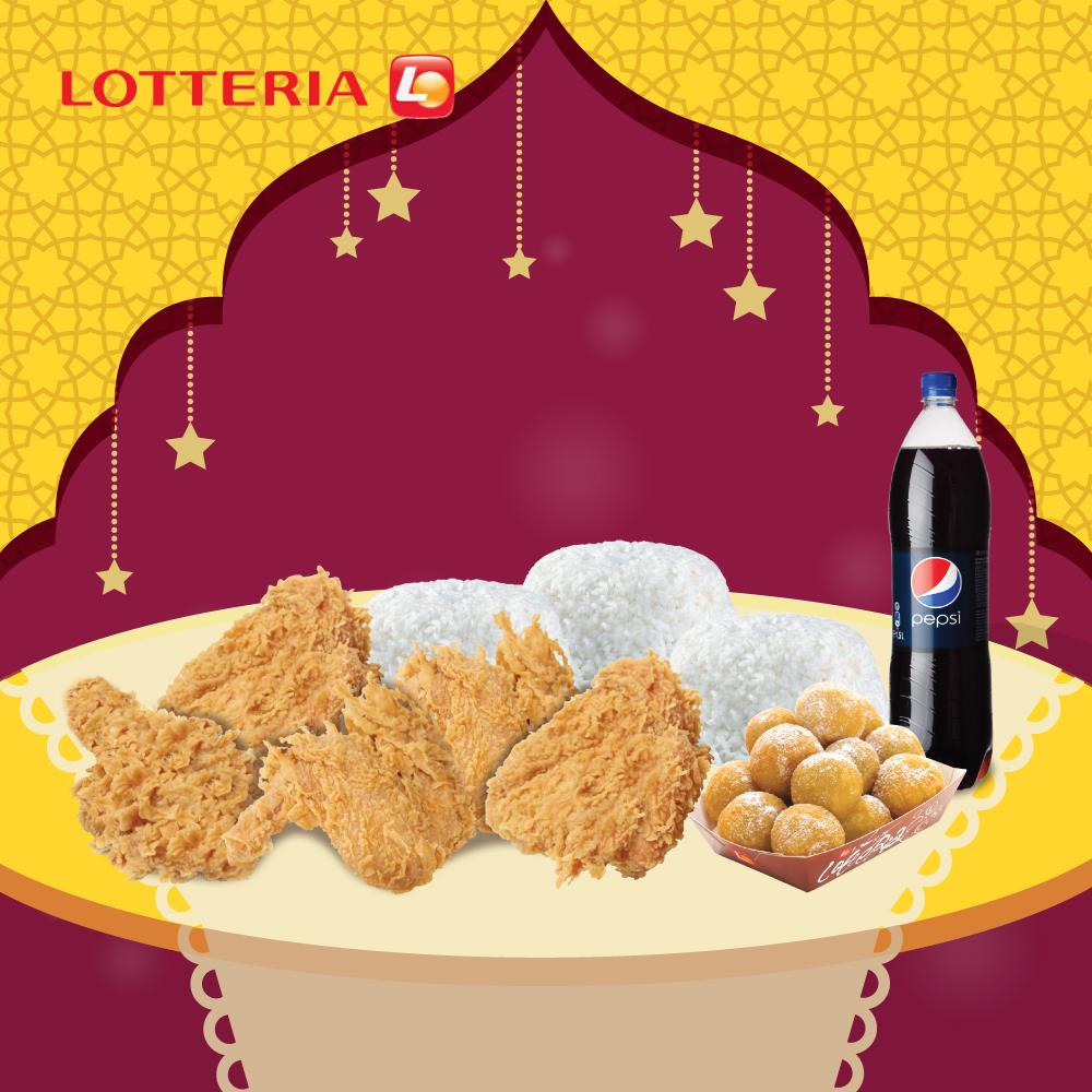 [LOTTERIA] PAKET A/5 Crispy Chicken + 3 Rice + Sweet Potato Ball 12 pcs + Pepsi 1,75L (SPECIAL IDUL FITRI-BERLAKU MULAI 8 JUNI 2018 ~ 22 JUNI 2018)