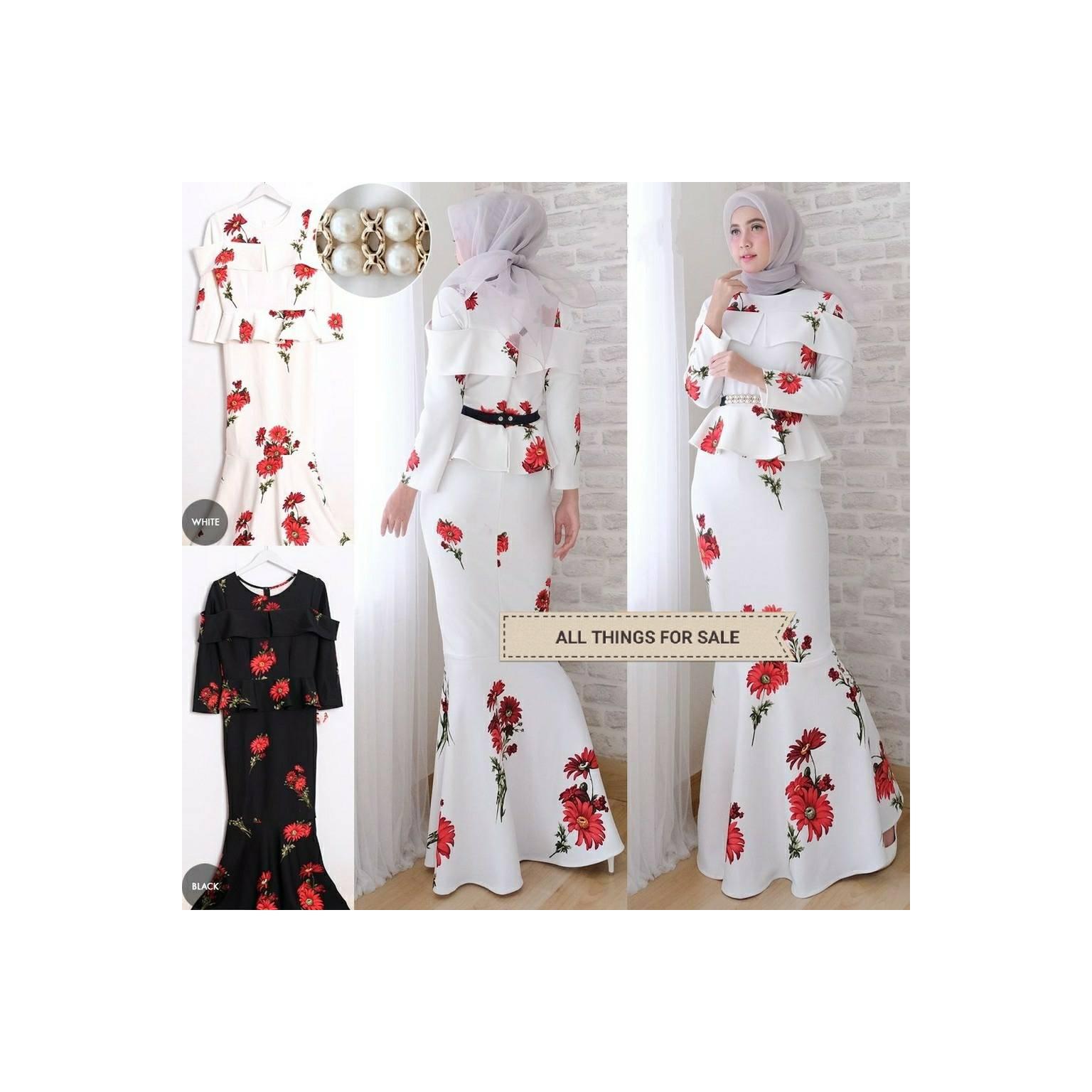 Gamis Hijab Dress Baju Muslim Wanita Pakaian Maxi Mewah Pesta HITAM