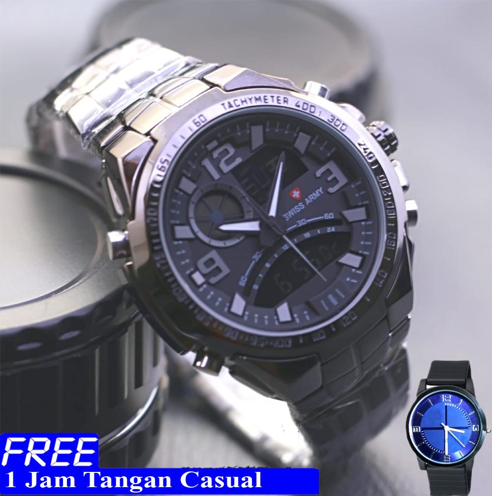 Swiss Army Jam Tangan Pria Silver Stainless Steel Band Sa 5028 Putih Sa0301 Free Casual Stainbless